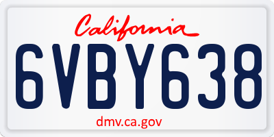 CA license plate 6VBY638