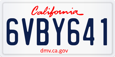 CA license plate 6VBY641