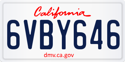 CA license plate 6VBY646
