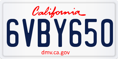 CA license plate 6VBY650