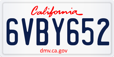 CA license plate 6VBY652