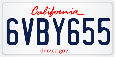 CA license plate 6VBY655