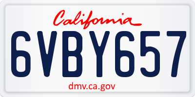 CA license plate 6VBY657
