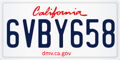 CA license plate 6VBY658