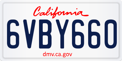 CA license plate 6VBY660