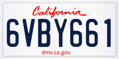 CA license plate 6VBY661