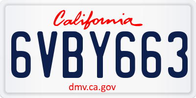 CA license plate 6VBY663