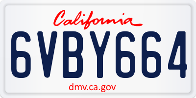 CA license plate 6VBY664
