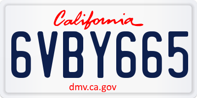 CA license plate 6VBY665
