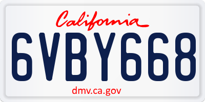 CA license plate 6VBY668