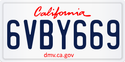 CA license plate 6VBY669