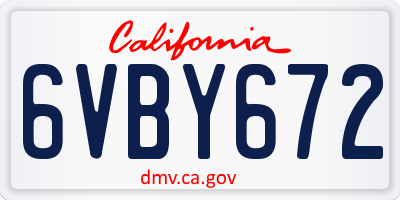 CA license plate 6VBY672