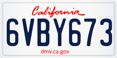 CA license plate 6VBY673