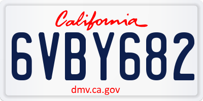 CA license plate 6VBY682