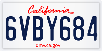 CA license plate 6VBY684