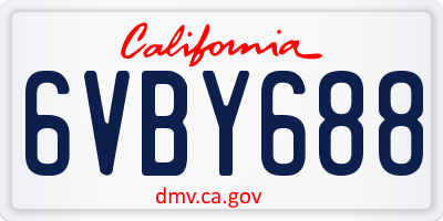 CA license plate 6VBY688
