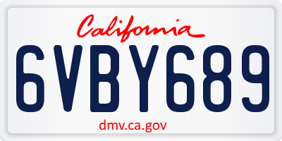CA license plate 6VBY689