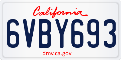 CA license plate 6VBY693
