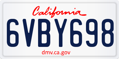 CA license plate 6VBY698