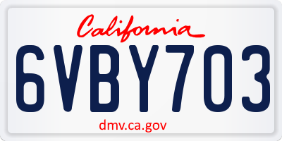 CA license plate 6VBY703