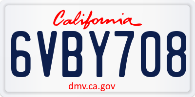 CA license plate 6VBY708