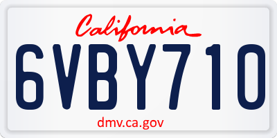 CA license plate 6VBY710