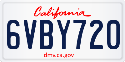 CA license plate 6VBY720