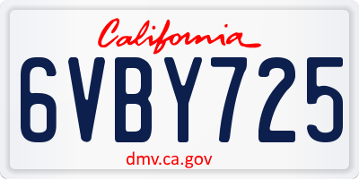 CA license plate 6VBY725