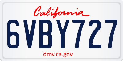 CA license plate 6VBY727