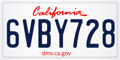 CA license plate 6VBY728