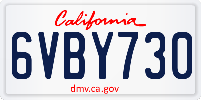 CA license plate 6VBY730