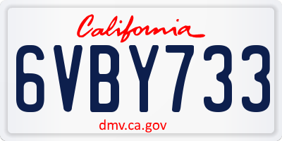 CA license plate 6VBY733