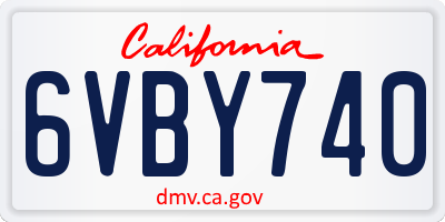CA license plate 6VBY740