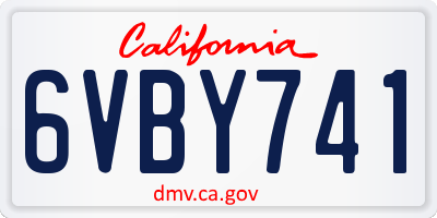 CA license plate 6VBY741