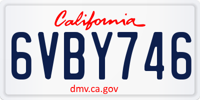 CA license plate 6VBY746