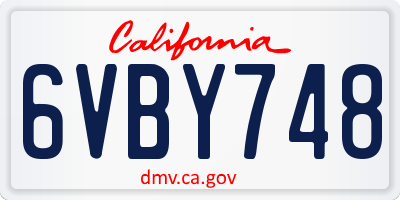 CA license plate 6VBY748