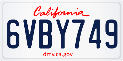 CA license plate 6VBY749