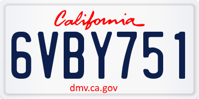 CA license plate 6VBY751