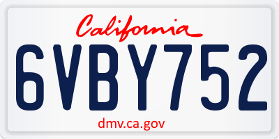 CA license plate 6VBY752