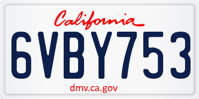 CA license plate 6VBY753