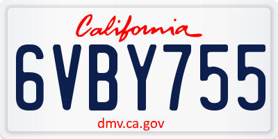 CA license plate 6VBY755