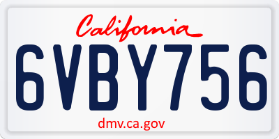 CA license plate 6VBY756