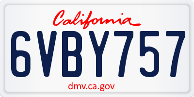 CA license plate 6VBY757