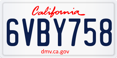 CA license plate 6VBY758