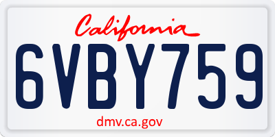 CA license plate 6VBY759