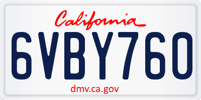 CA license plate 6VBY760