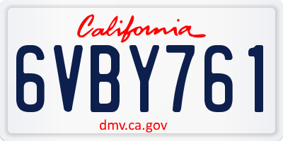 CA license plate 6VBY761