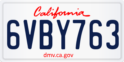 CA license plate 6VBY763