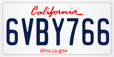 CA license plate 6VBY766