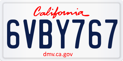 CA license plate 6VBY767